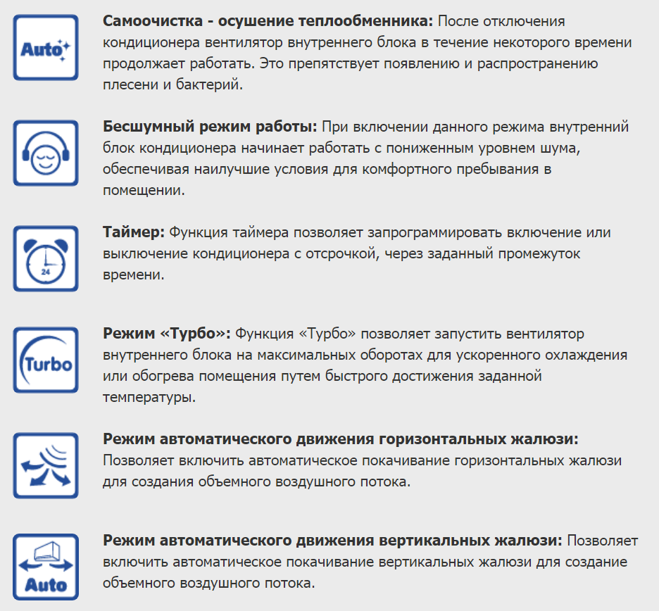 Дополнительные функции Gree Soyal inverter