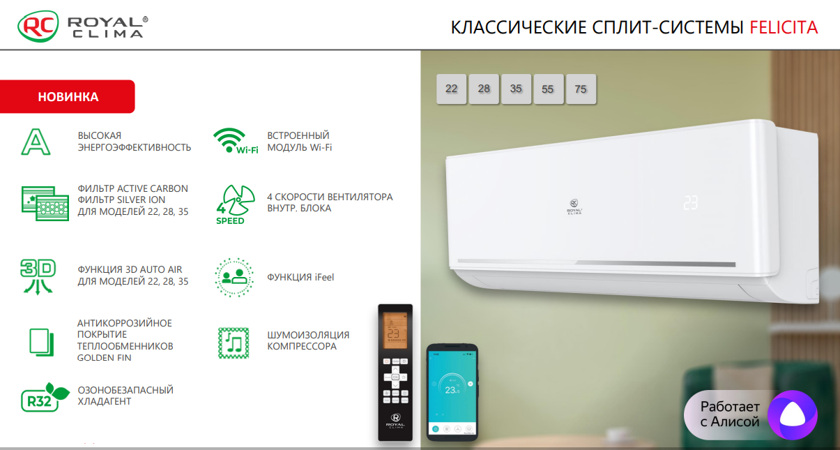 Основные функции и преимущества кондиционеров Royal Clima RC-FC55HN